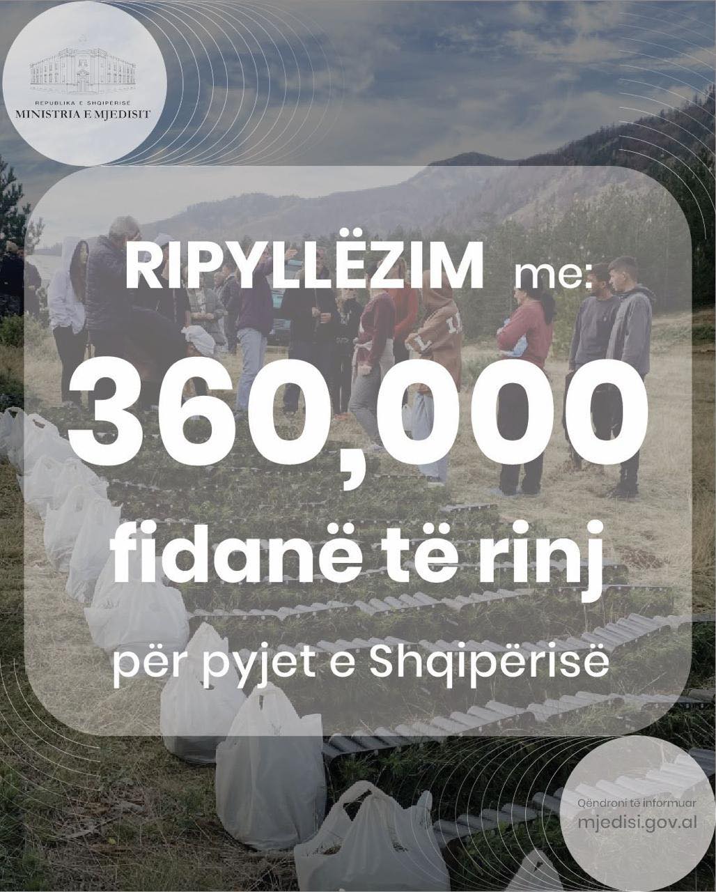 360,000 fidanë të rinj i janë shtuar pyjeve tona si rezultat konkret i shpalljes së Vitit të Pyjeve dhe angazhimit që ka vijuar përtej simbolikës, për ripyllëzim të qëndrueshëm, rikuperim të ekosistemeve dhe forcim afatgjatë të pasurisë sonë pyjore